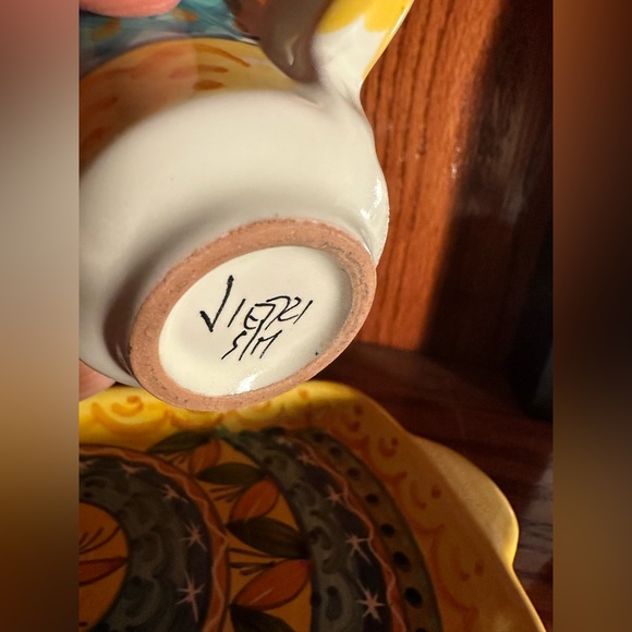 Italian designer Vietri tray with expresso cups and sugar bowl/lid - Picture 4 of 7